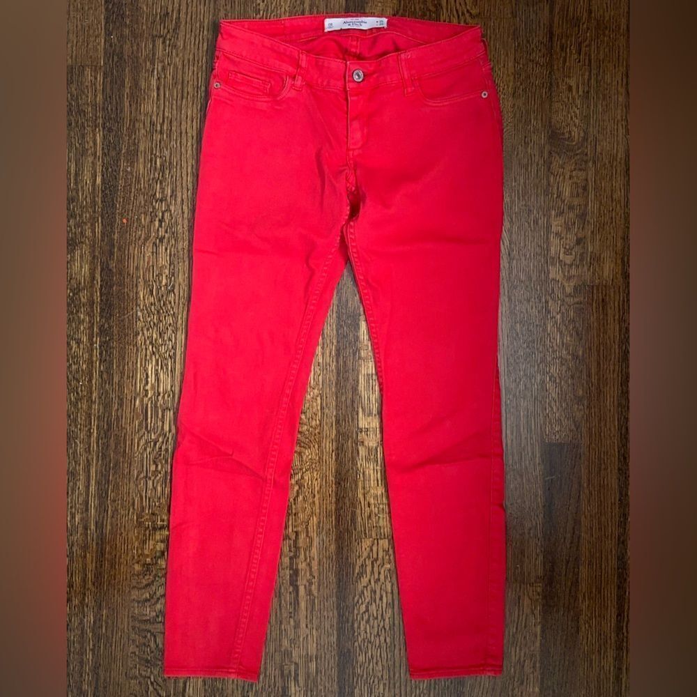 Abercrombie & Fitch Low Rise Skinny Jeans Red Women's Size 25
